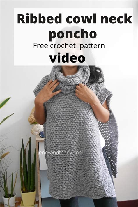 Classic Crochet Cowl Neck Poncho Free Pattern Jenny Teddy Artofit