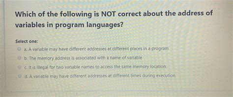 Solved Which Of The Following Is NOT Correct About The Name Chegg