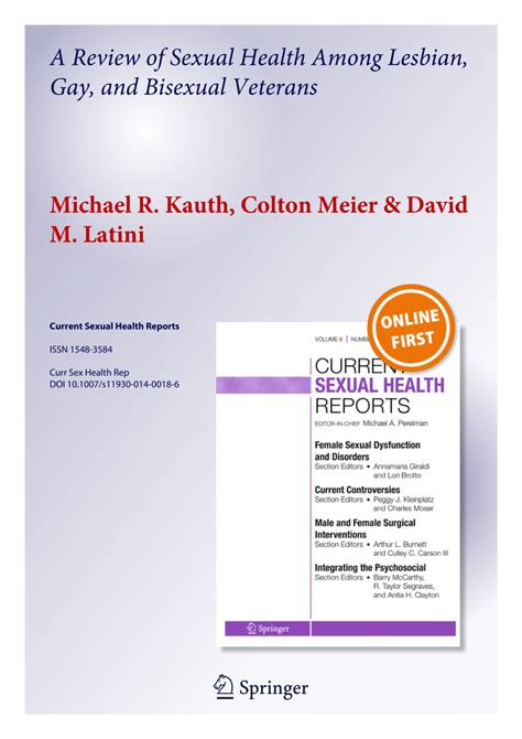 PDF A Review Of Sexual Health Among Lesbian Gay And Bisexual Veterans