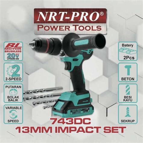 Jual Nrt Pro Cordless Impact Drill V Dc Set Bor Baterai Brushless