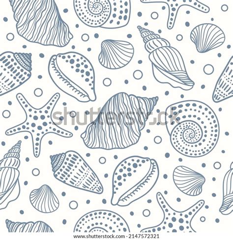 Sea Shells Fossils Mollusks Starfish Seamless Stock Vector Royalty