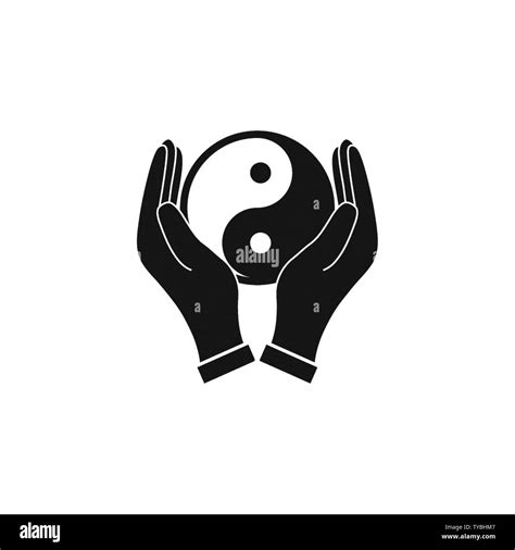 Vector Illustration Flat Design Hands Holding Yin Yang Icon Stock