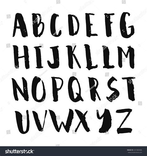 Black Ink Hand Drawn Alphabet Capital Letters Expressive Calligraphy