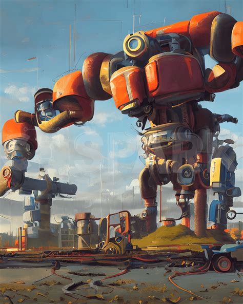 Anime Robot Painting by Simon Stalenhag · Creative Fabrica