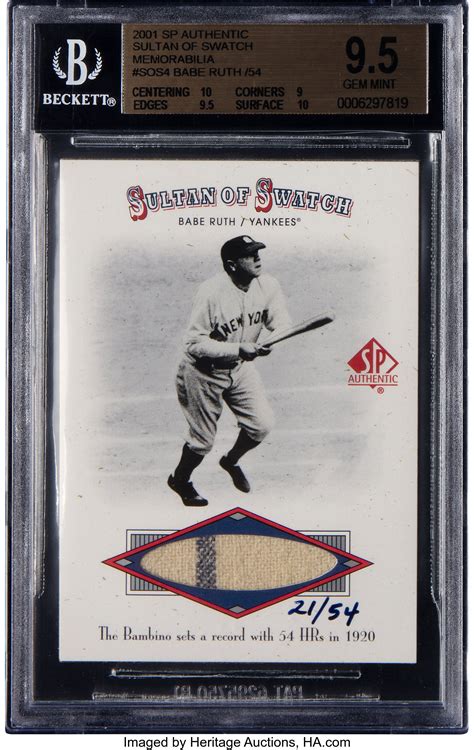 2001 Upper Deck SP Authentic Babe Ruth (Sultan of Swatch) #SOS4 BGS