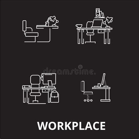 Workplace Editable Line Icons Vector Set Collection Workplace