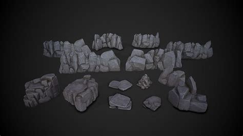 3d Model Stylized Rock Pack Vr Ar Low Poly Cgtrader