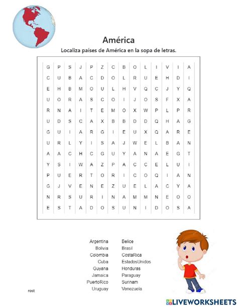 Sopa De Letras Am Rica Worksheet