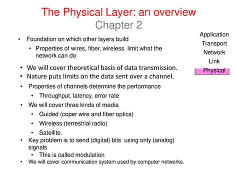 Chapter 2 Physical Layer 2022 The Physical Layer An Overview Chapter