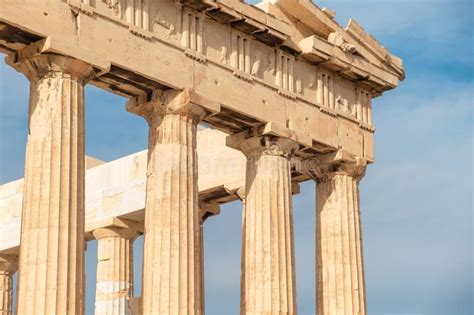 Columns of Parthenon Temple on the Acropolis in Athens, Greece. Popular ...