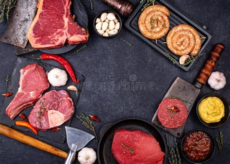 Assortment of Various Types of Meat Stock Photo - Image of garlic, lamb ...