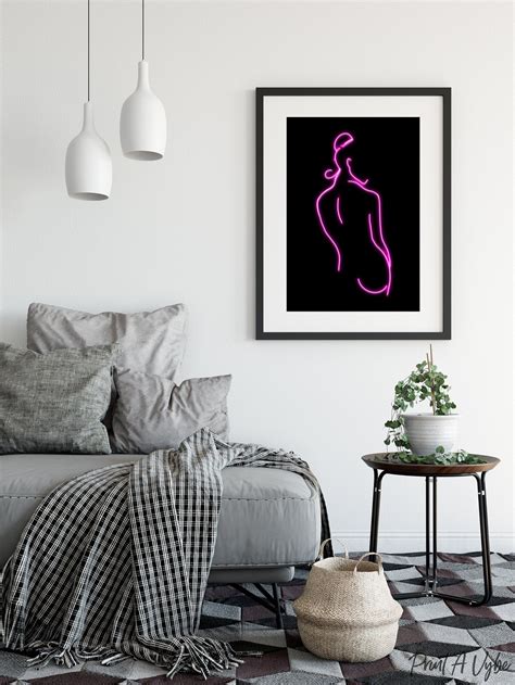 Neon Pink Printable Female Figure Neon Sign Wall Art Neon Etsy