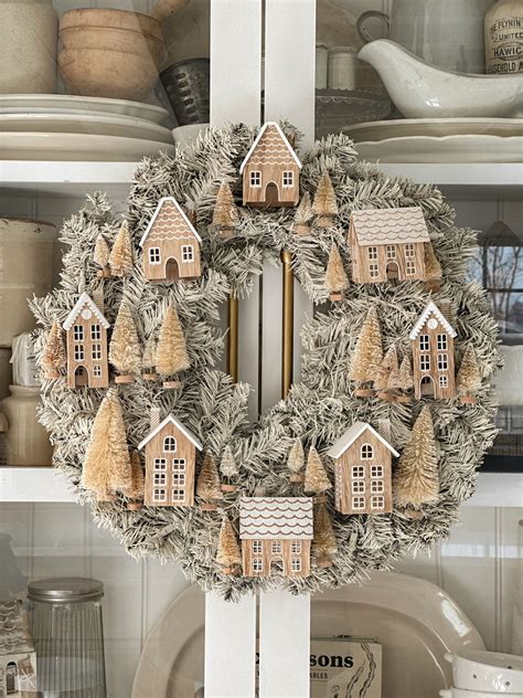 Anthropologie Inspired DIY Christmas Village Wreath Diy Christmas