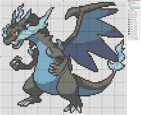 Mega Charizard Pixel Art Grid