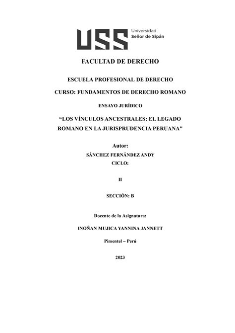 Sánchez Fernández Pa1 Fdr Facultad De Derecho Escuela Profesional De Derecho Curso