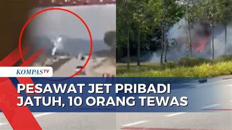 Terekam Kamera Pengendara Ini Detik Detik Pesawat Jet Pribadi Jatuh Di