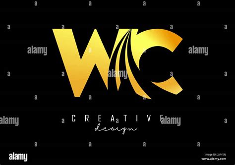 Creative Golden Letter Wc W C Logo With Leading Lines And Road Concept