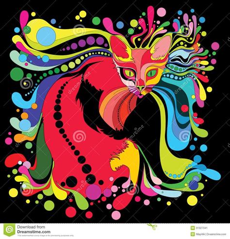 Colorful Abstract Cat Art