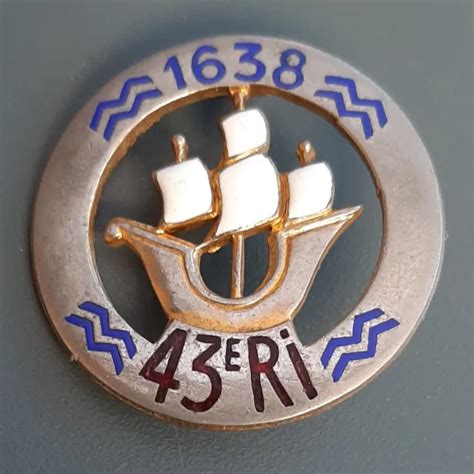 INSIGNE 43 RI 1638 REGIMENT INFANTERIE ORIGINAL émail DRAGO FRENCH