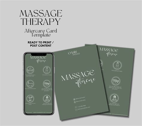 Massage Aftercare Card Template I Printable Aftercare Card I Etsy Uk