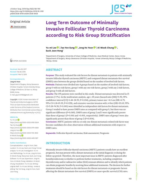 PDF Long Term Outcome Of Minimally Invasive Follicular Thyroid