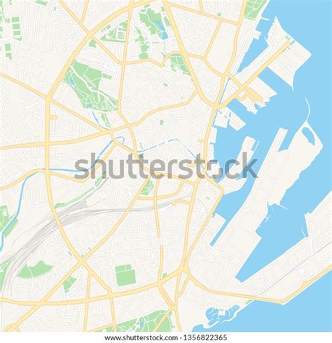 printable map aarhus denmark main secondary stock vector royalty