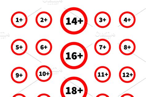 Different age restriction signs | Custom-Designed Icons ~ Creative Market