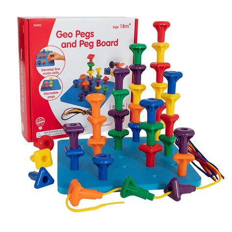 Stacking Shape Pegs And Pegboard Set Ctu39492 Learning Advantage Pegs