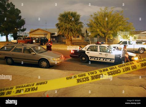 Las Vegas police and CSI at a crime scene late at night, Las Vegas ...