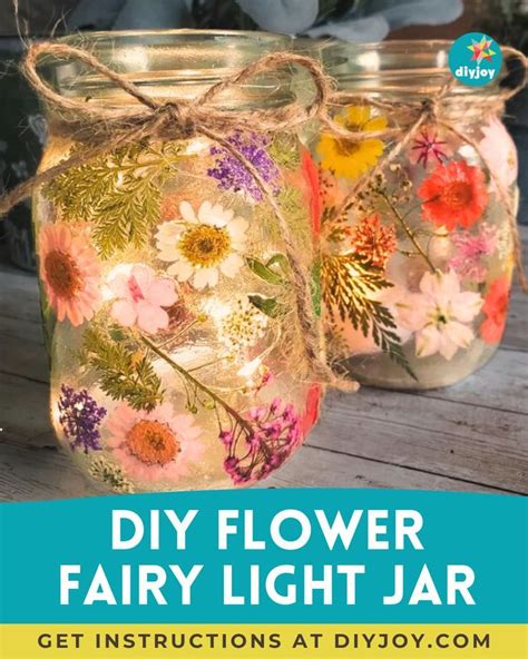 Diy Flower Fairy Light Jar Fairy Lights In A Jar Flower Fairy Lights