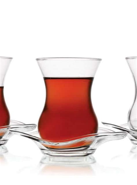 Turkish Tea Glasses Set Classic Design With Saucers