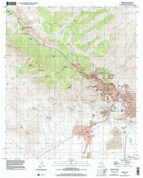 Classic Usgs Bisbee Arizona 75x75 Topo Map Mytopo Map Store