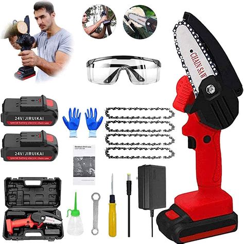 Mini Chainsaw Rechargeable Wood Cutting Lithium Chainsaw Portable Electric 24 V 4