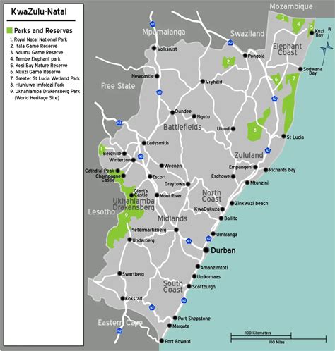 South Africa Kwazulu Natal Map - MapSof.net