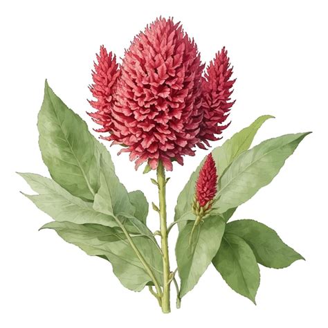 Modern Celosia Nitida Common Cockscomb Old Engraved Vector Flower