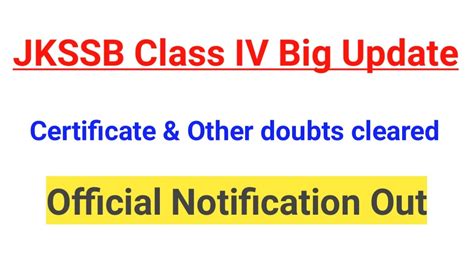 Jkssb Class Iv Big Update Official Notification Out Certificate