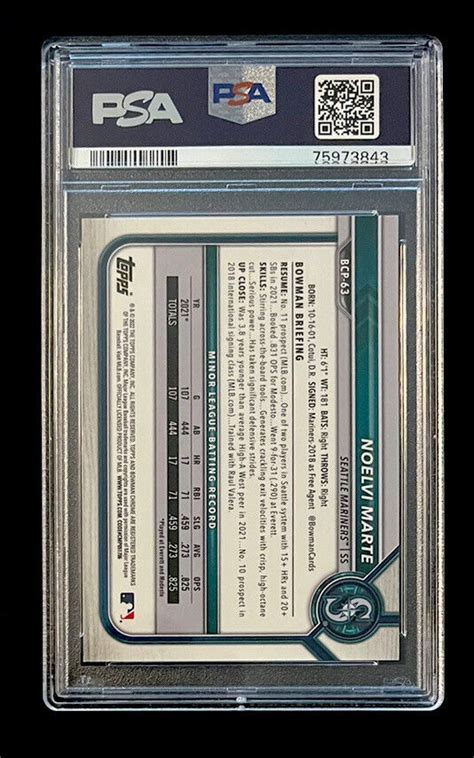 2022 Bowman Chrome Prospects Blue Shimmer Noelvi Marte 99 PSA 9 Rookie