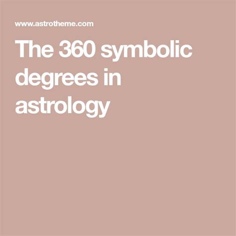 The 360 symbolic degrees in astrology