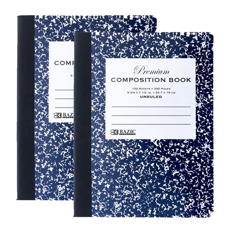 Bazic Composition Book Blue Marble Unruled Ruled 100 Sheet Notebook 2