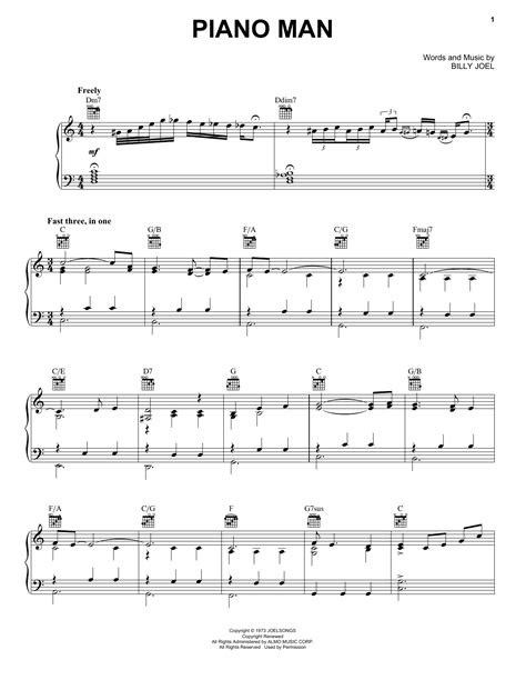 Piano Man Sheet Music Direct