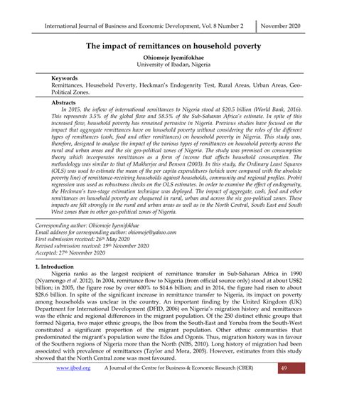 PDF The Impact Of Remittances On Household Poverty