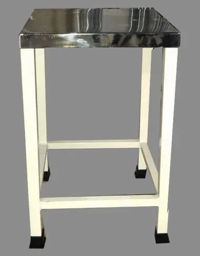 Silver And White Mild Steel Hospital Attendant Stool Color Coated At