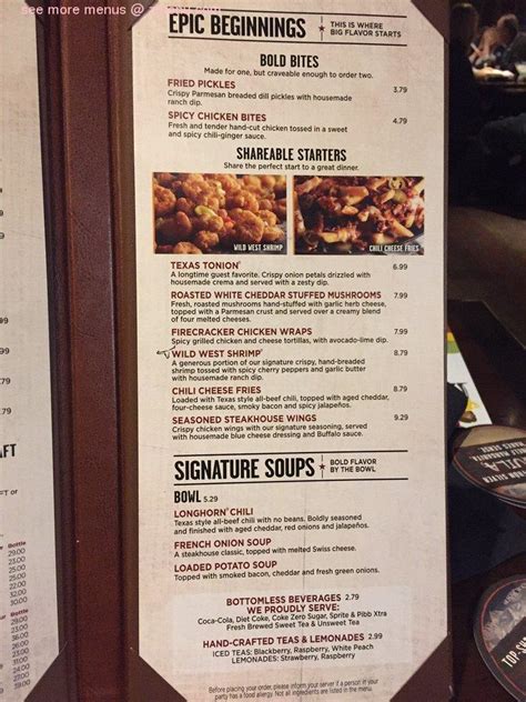 Menu At Longhorn Steakhouse Boise