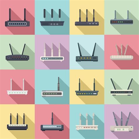 Premium Vector Modem Icons Set Flat Vector Internet Router