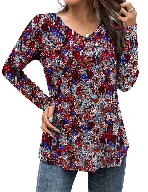 Folunsi Womens Plus Size Pretty Style Tops Casual Long Sleeve Flowy