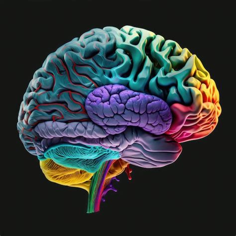 Premium AI Image | Illustration of a colorful brain in black background