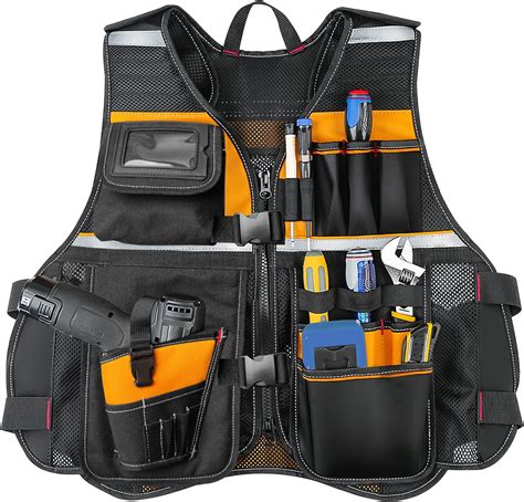 Tool Vest Electrician 15 Pockets Tool Vest For Handyman Carpenter