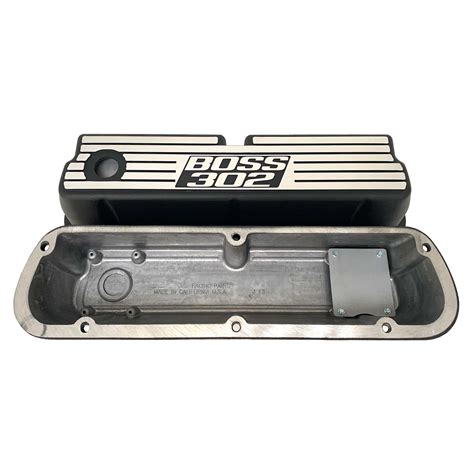 Ford Boss 302 Windsor Tall Finned Valve Covers Style 2 Black