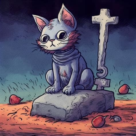 Premium AI Image | Death cat cartoon