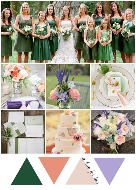 Emerald Peach And Lavender Wedding Colour Scheme Romantic Wedding